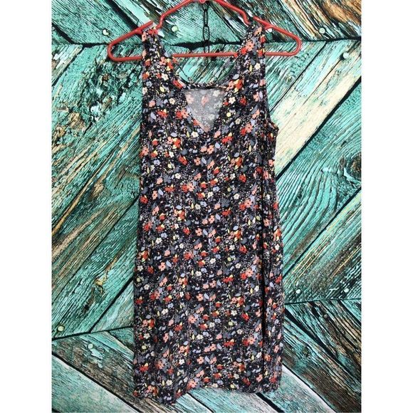Gap XS Floral Dress Sundress Black Multi Color - Picture 5 of 15